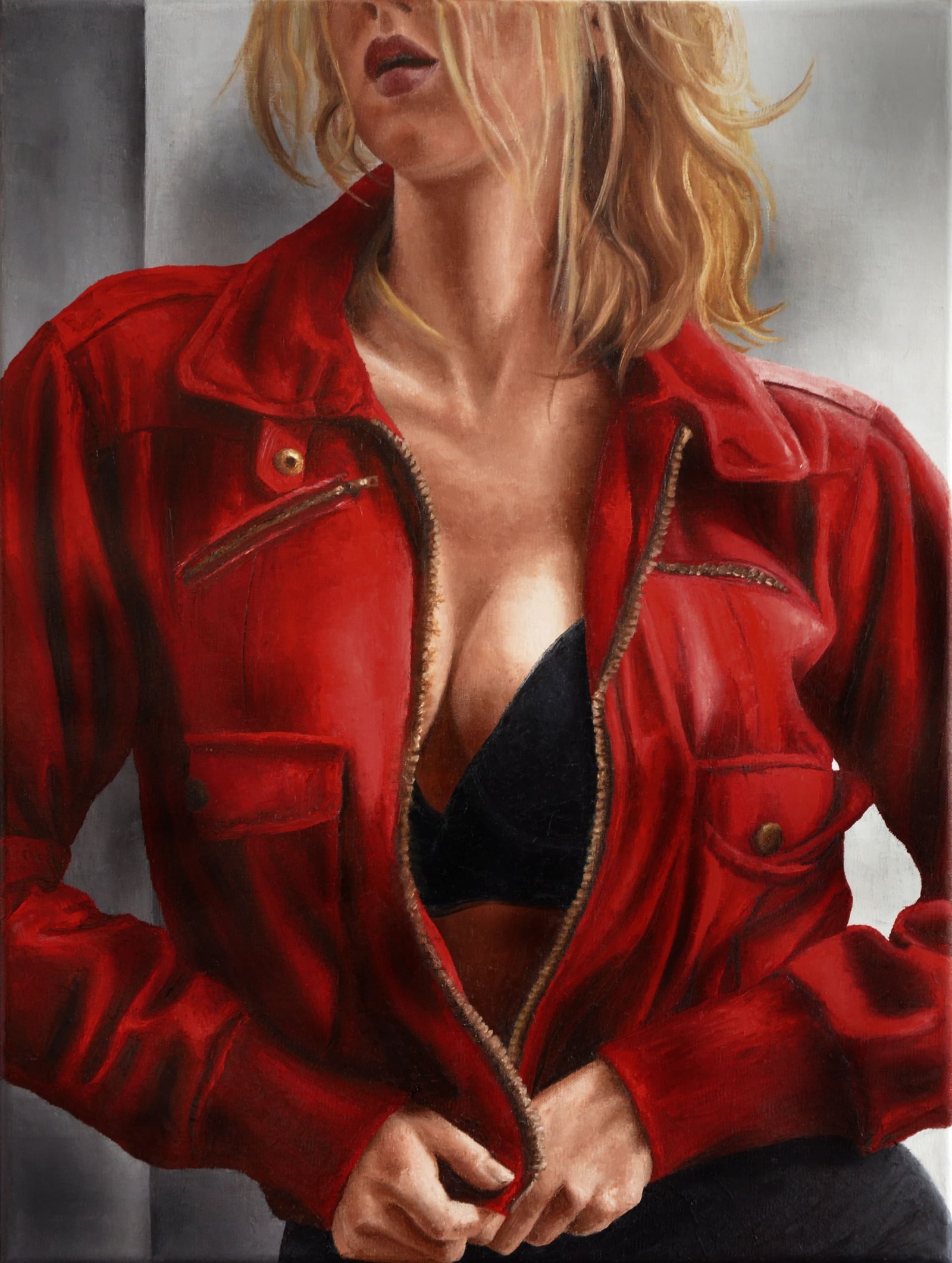 Aviatrice, huile sur toile, par Annick Bouvattier