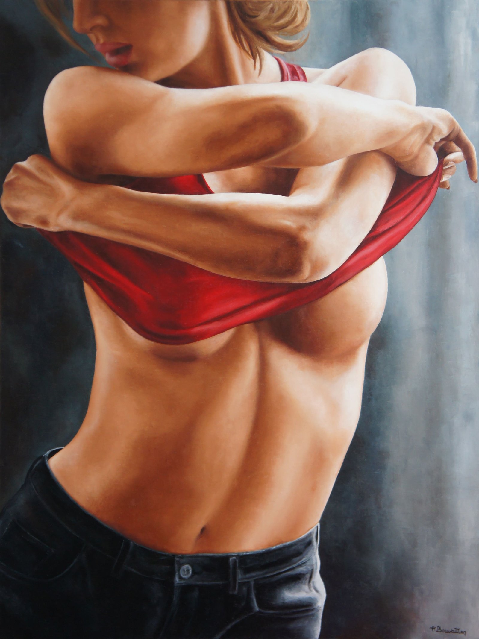 Camisole, huile sur toile, par Annick Bouvattier