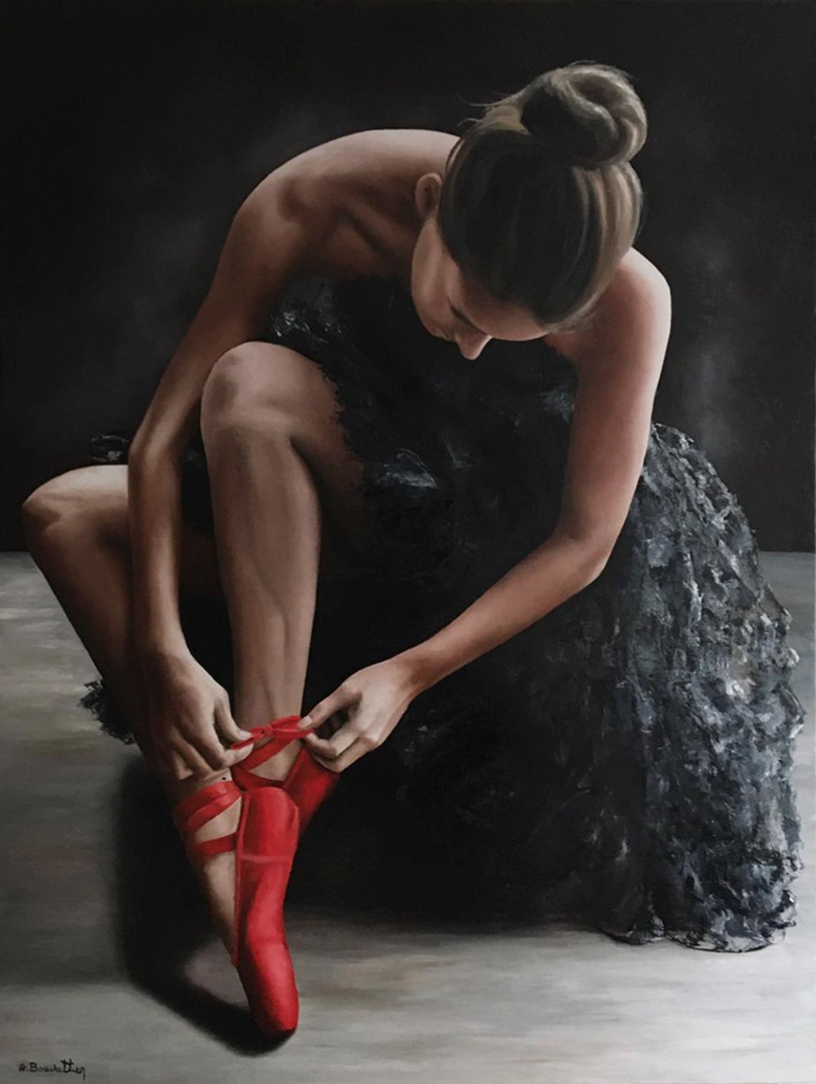 Entrechat, huile sur toile, par Annick Bouvattier