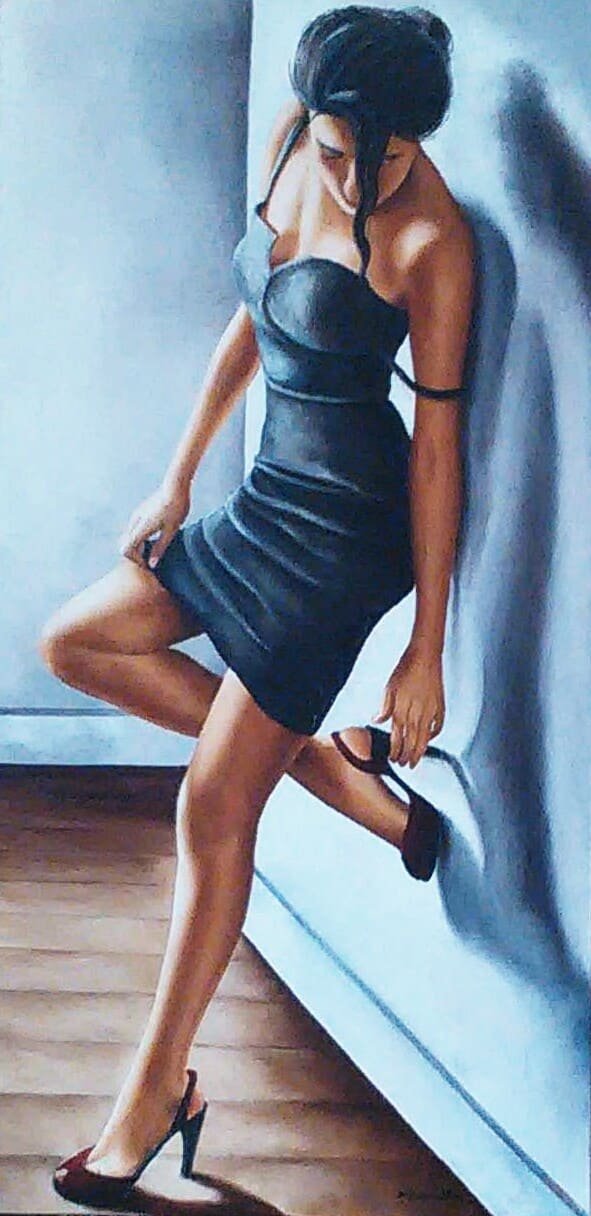 Hauts Talons, huile sur toile, par Annick Bouvattier