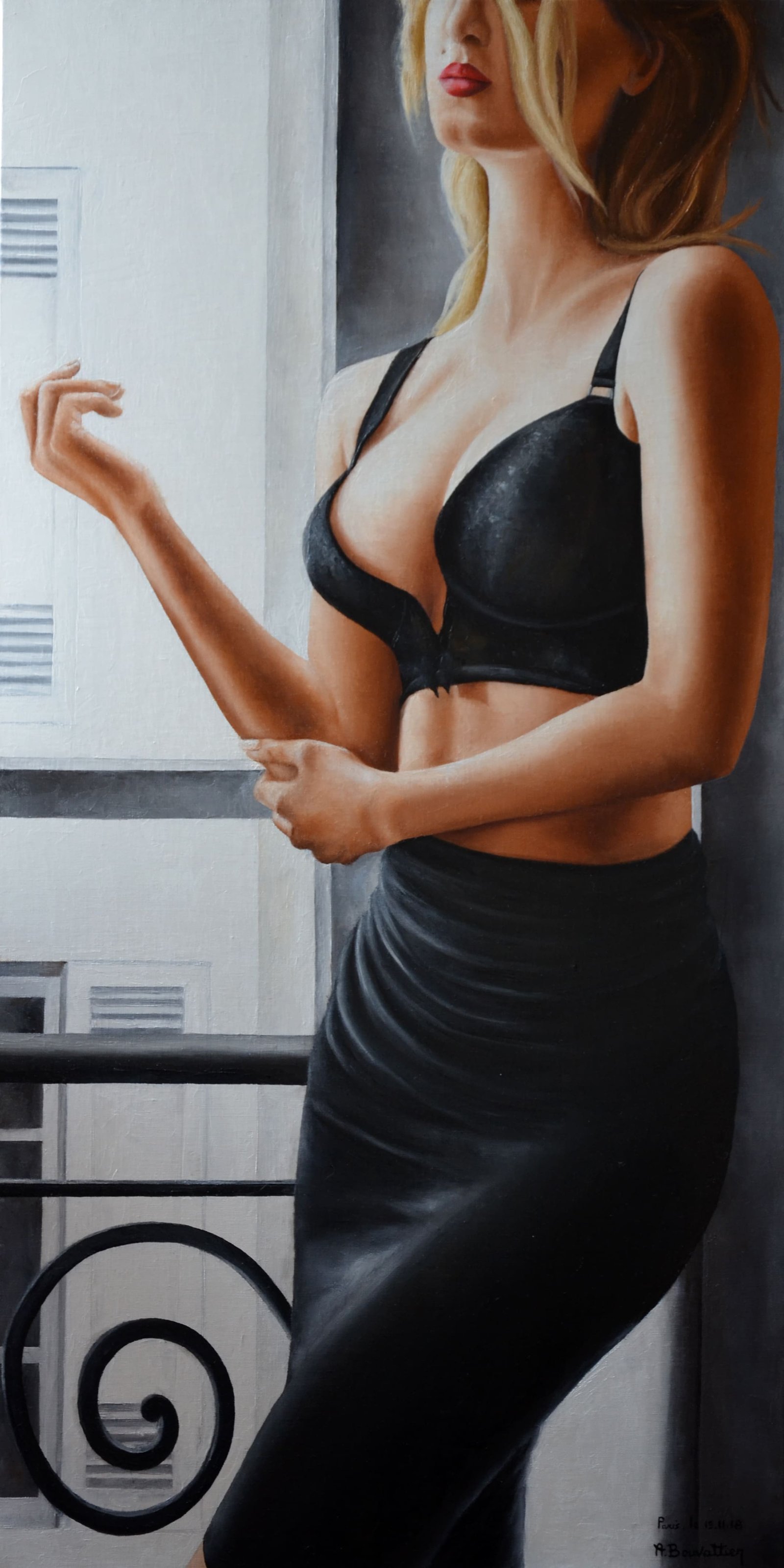 L'Attente, huile sur toile, par Annick Bouvattier