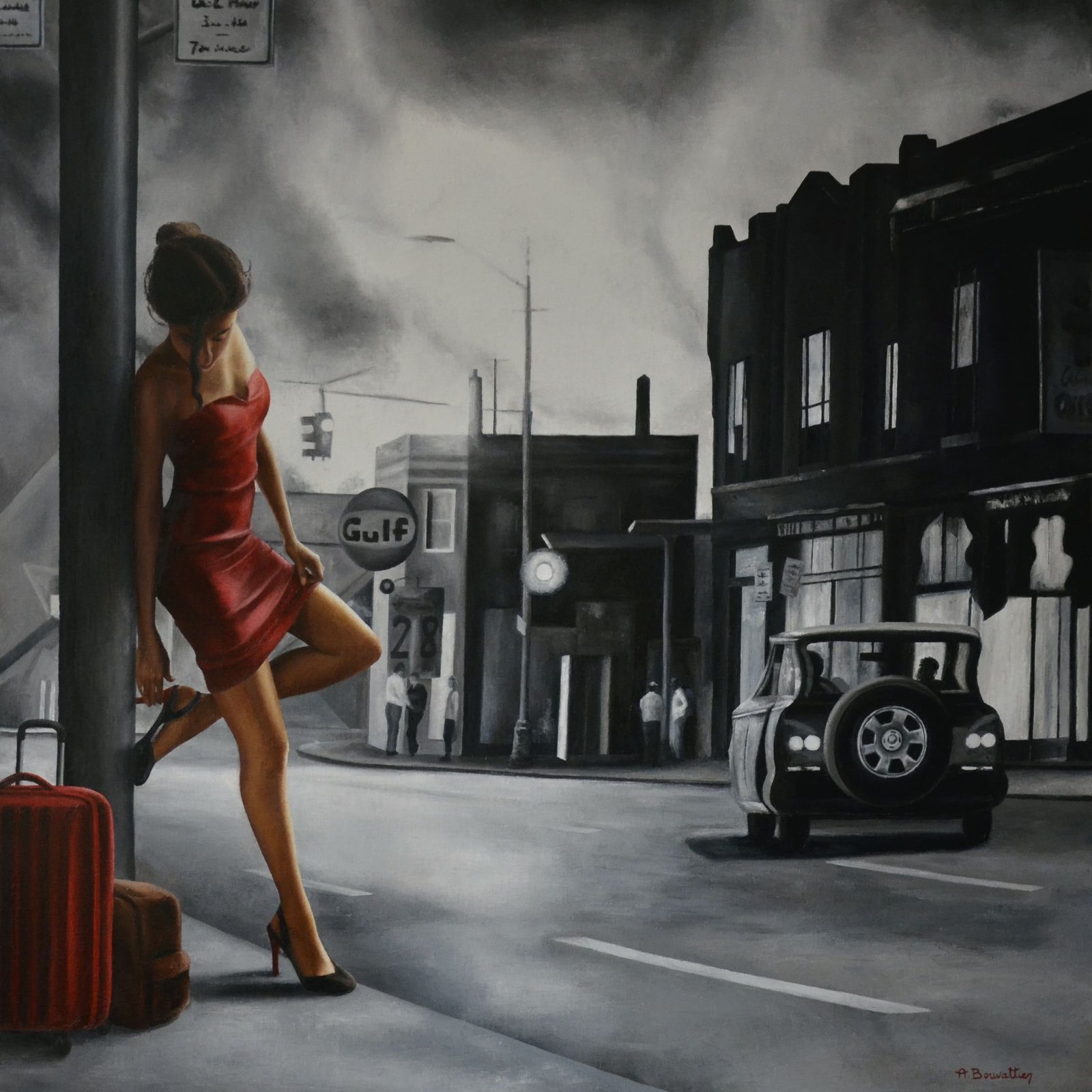 Nuit Américaine, huile sur toile, par Annick Bouvattier