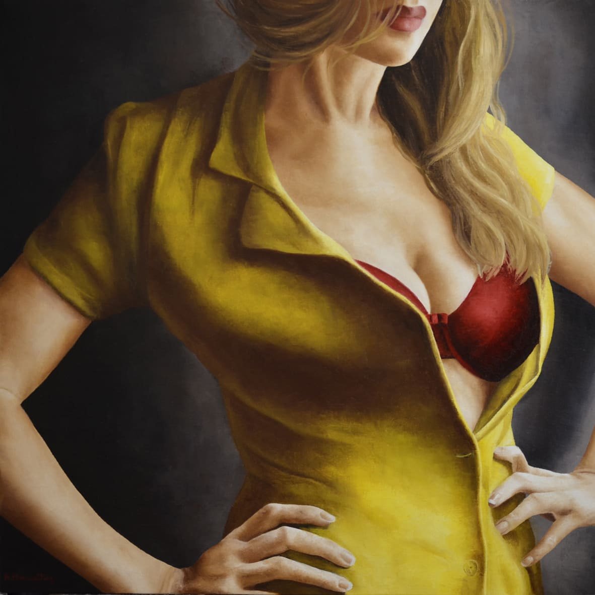 Push Up, huile sur toile, par Annick Bouvattier