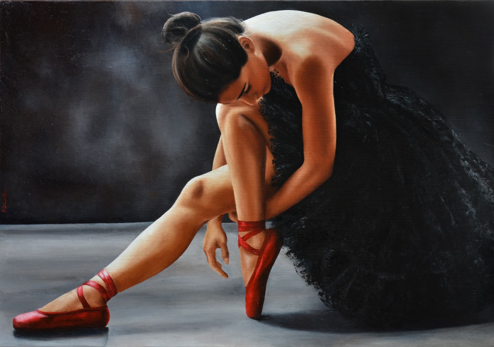 Suspension, huile sur toile, par Annick Bouvattier