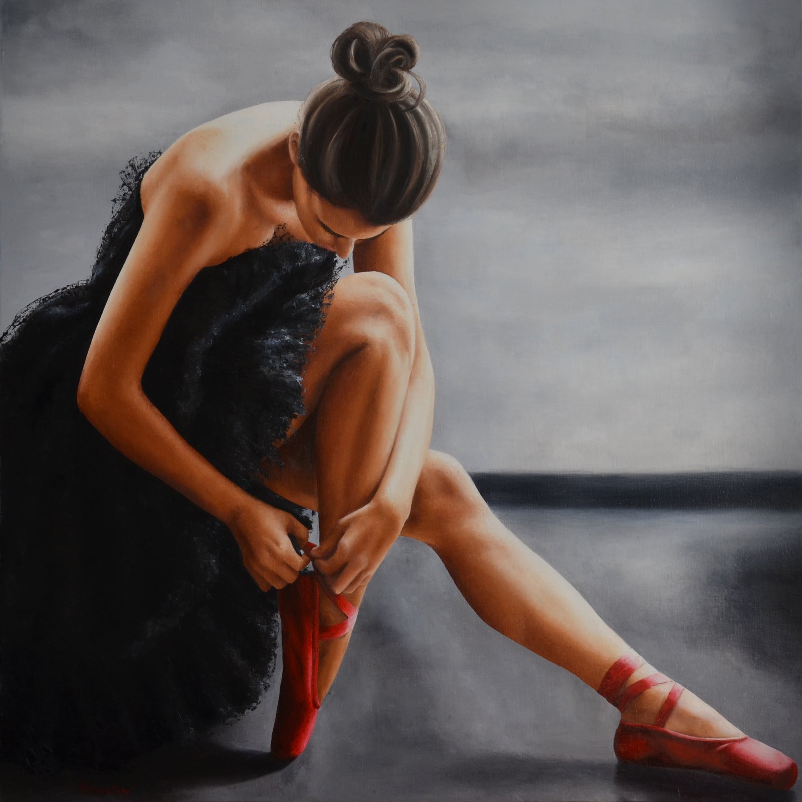 À La Pointe, huile sur toile, par Annick Bouvattier
