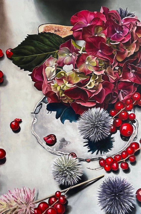 Floralia, huile sur toile, par Annick Bouvattier