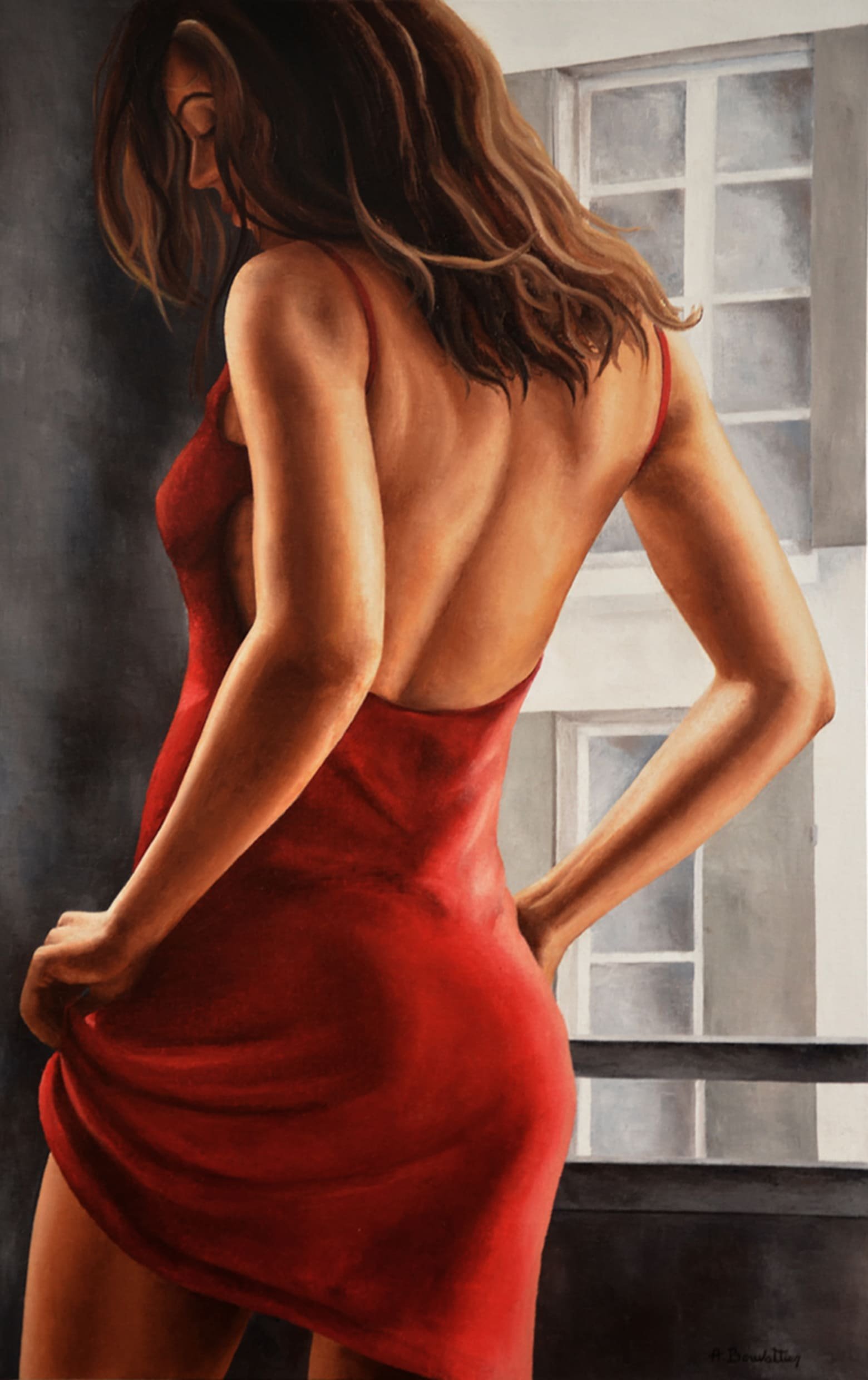 Voisine, huile sur toile, par Annick Bouvattier