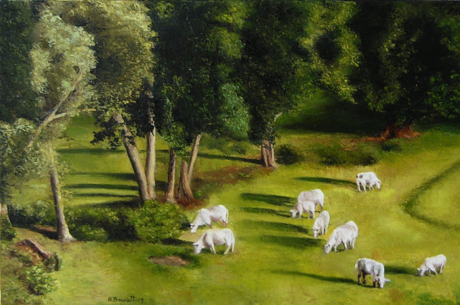 Au Pré… Des Vaches, huile sur toile, par Annick Bouvattier