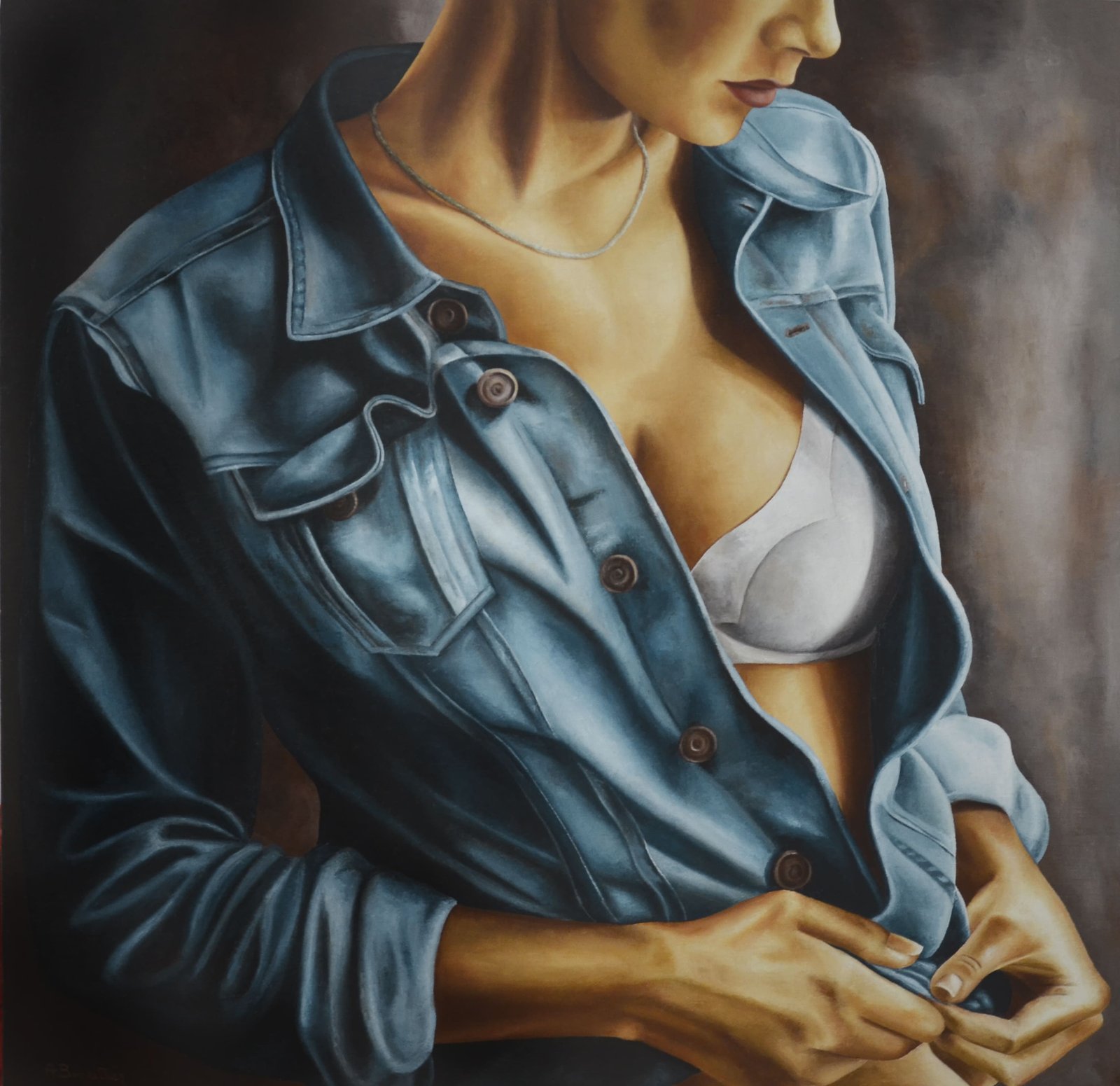 Matin Bleu, huile sur toile, par Annick Bouvattier