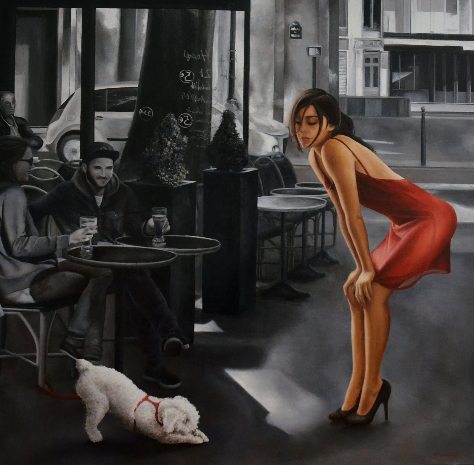 Promenade, huile sur toile, par Annick Bouvattier