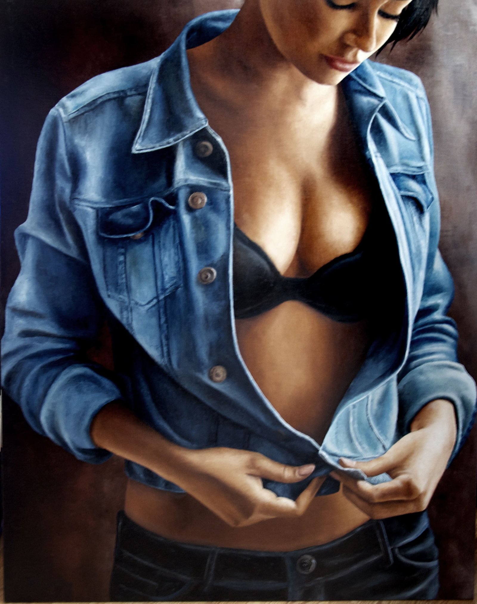 Blue Jane, huile sur toile, par Annick Bouvattier