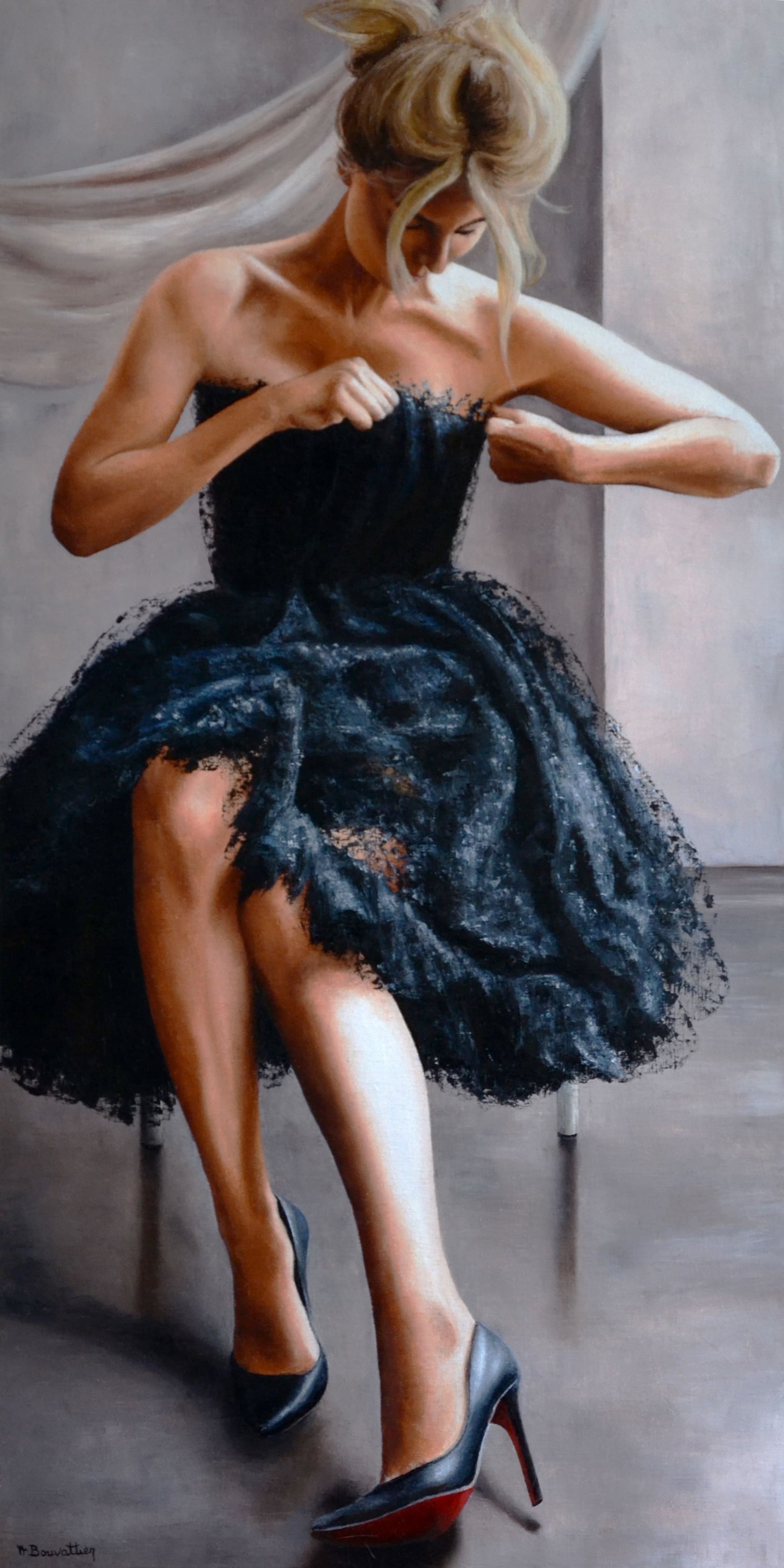Mademoiselle, huile sur toile, par Annick Bouvattier