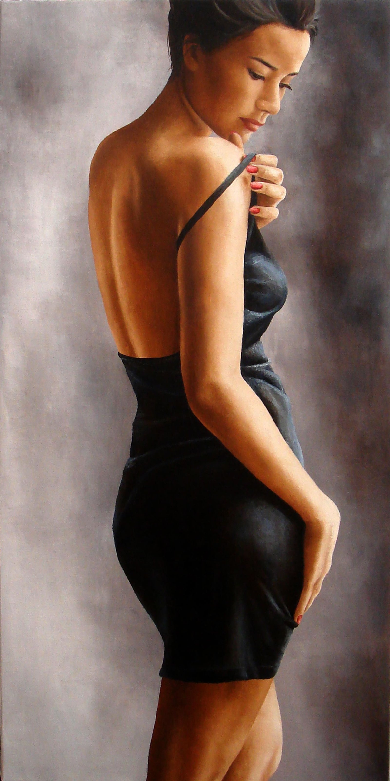 Suite Au Noir - Premier Mouvement, huile sur toile, par Annick Bouvattier