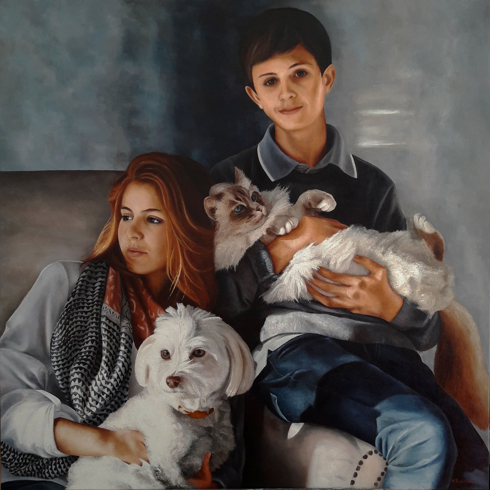 Victoire & Val, huile sur toile, par Annick Bouvattier