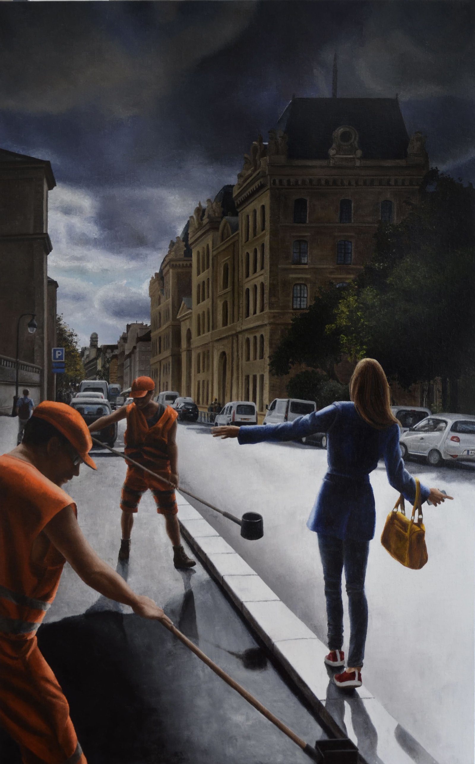 Asphalte, huile sur toile, par Annick Bouvattier
