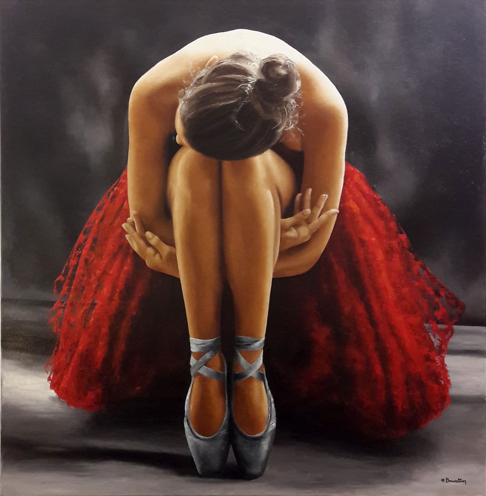 Le Repos De Nina, huile sur toile, par Annick Bouvattier