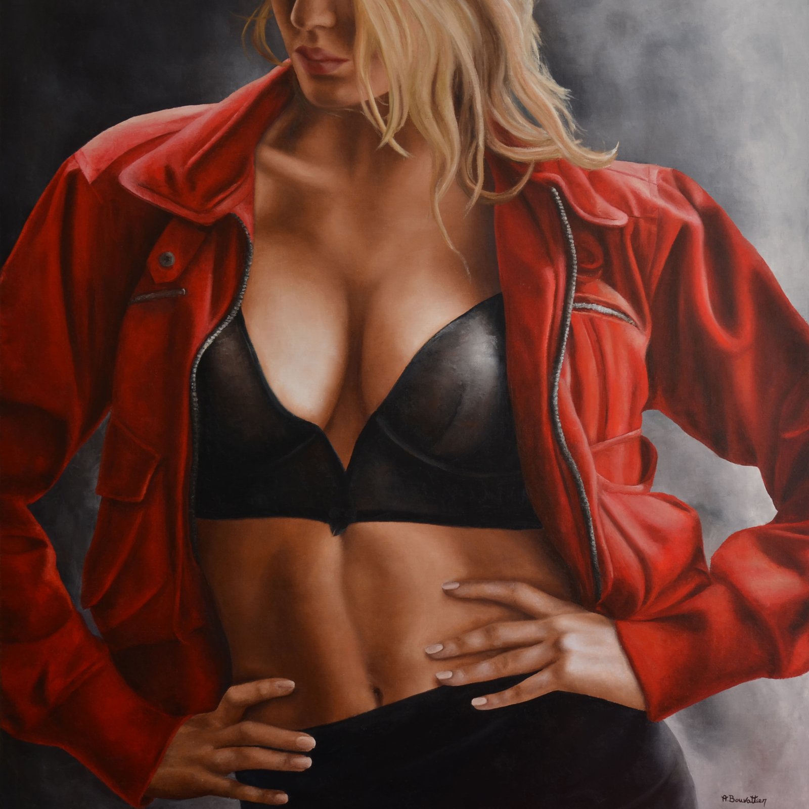 Les Mains Sur Les Hanches, huile sur toile, par Annick Bouvattier
